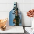 thumbnail image 1 of City Cutting Board, Early Morning Scenery in Melbourne Australia Famous Yarra River Scenic, Tempered Glass Cutting and Serving Board, Wine Bottle Shape, Orange Green Pale Blue, by Ambesonne, 1 of 5