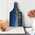 thumbnail image 1 of City Cutting Board, New York Skyline Manhattan After Sunset Metropolis Downtown Urban Panorama USA, Tempered Glass Cutting and Serving Board, Wine Bottle Shape, Navy Blue Peach, by Ambesonne, 1 of 1