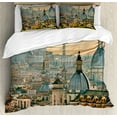 thumbnail image 1 of City Duvet Cover Set, View of Rome from Castel Sant'Angelo Italy Historical Landmark Vatican, Decorative 3 Piece Bedding Set with 2 Pillow Shams, Calking Size, Pale Salmon Ivory Green, by Ambesonne, 1 of 3