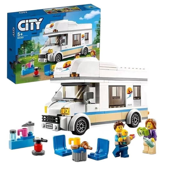 City Family Camper Van Building Blocks 218PCS, Openable Travel RV STEM Brick Playset with Camping Accessories