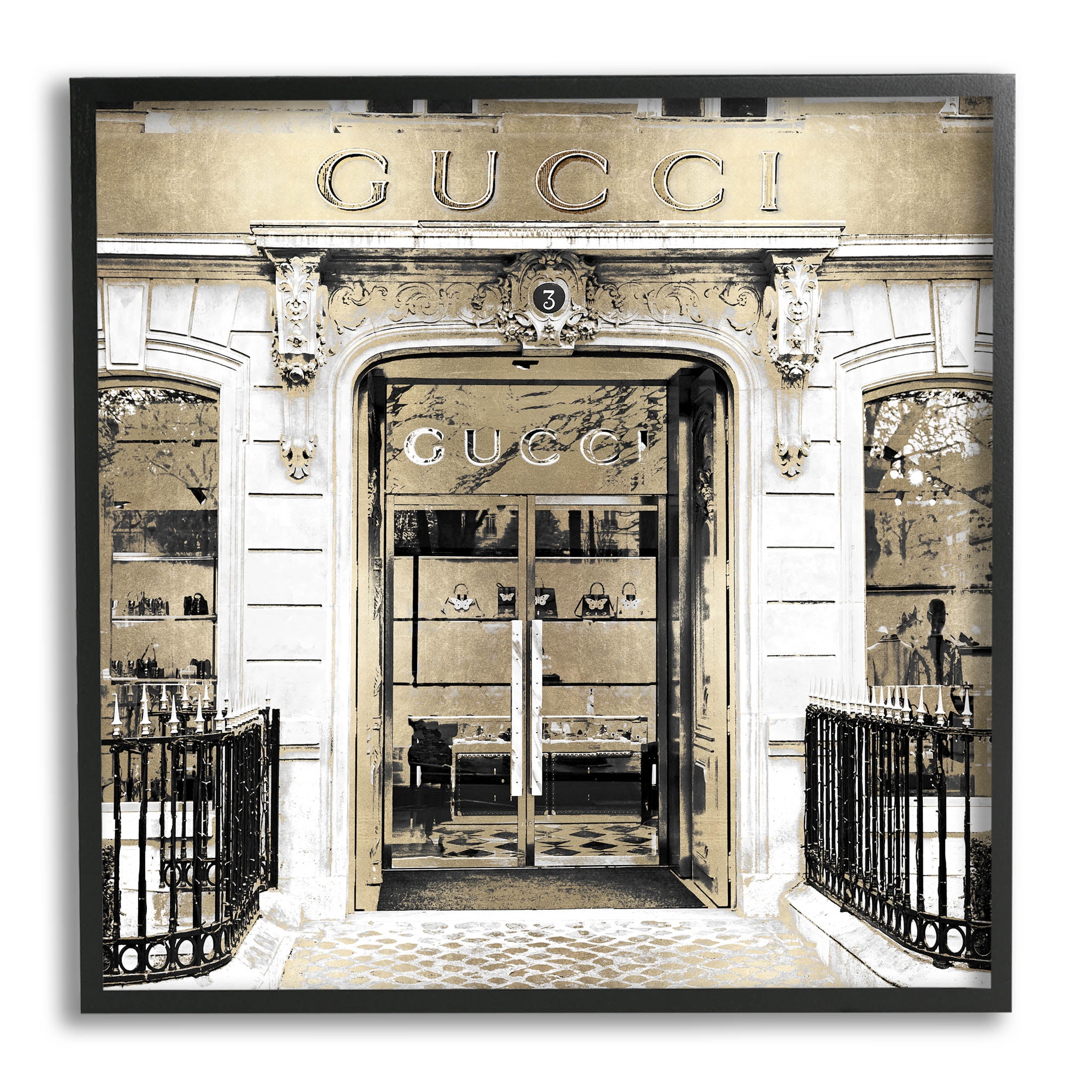 City Fashion Brand Shop Architecture Beauty & Fashion Graphic Art Black Framed Art Print Wall Art