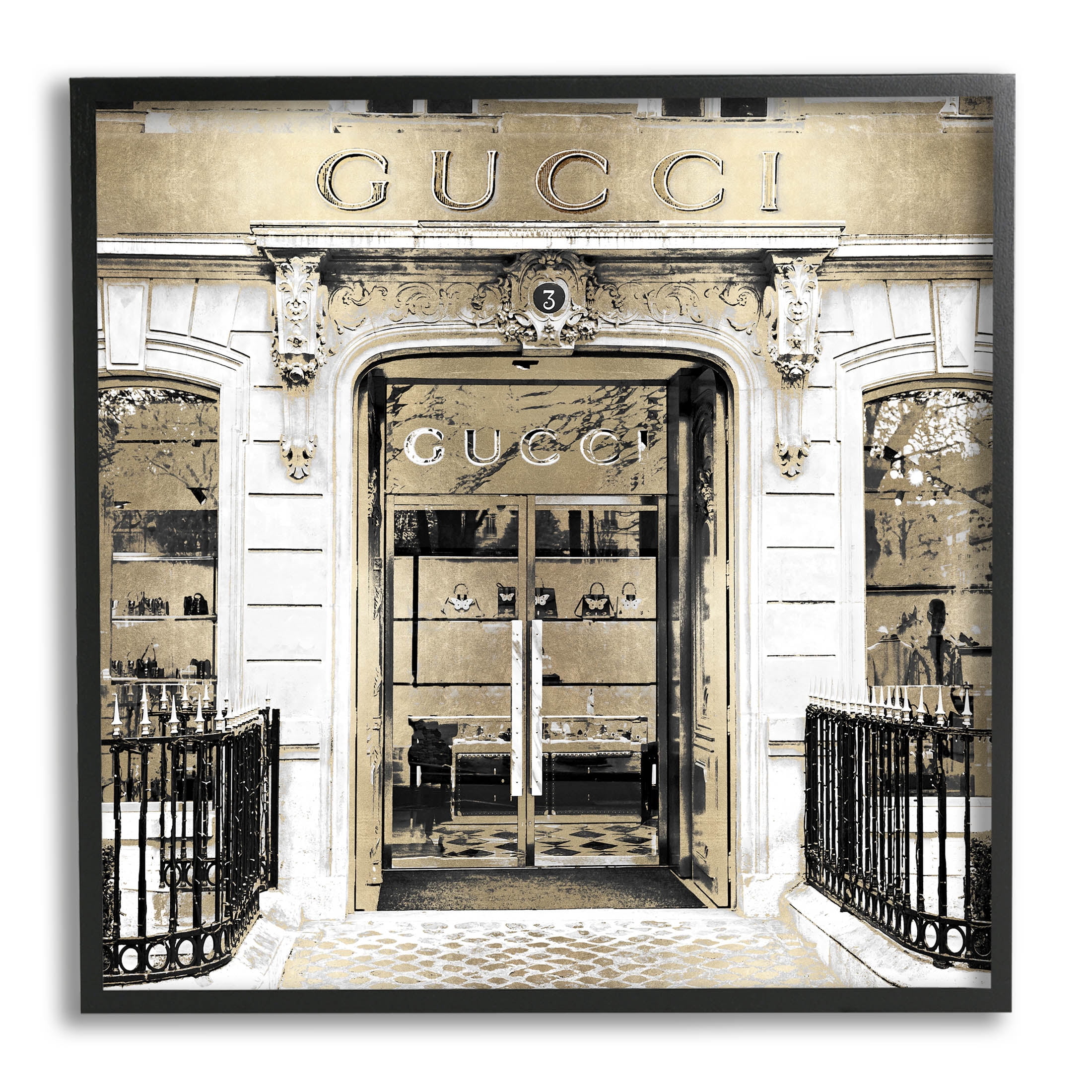 City Fashion Brand Shop Architecture Beauty & Fashion Graphic Art Black Framed Art Print Wall Art