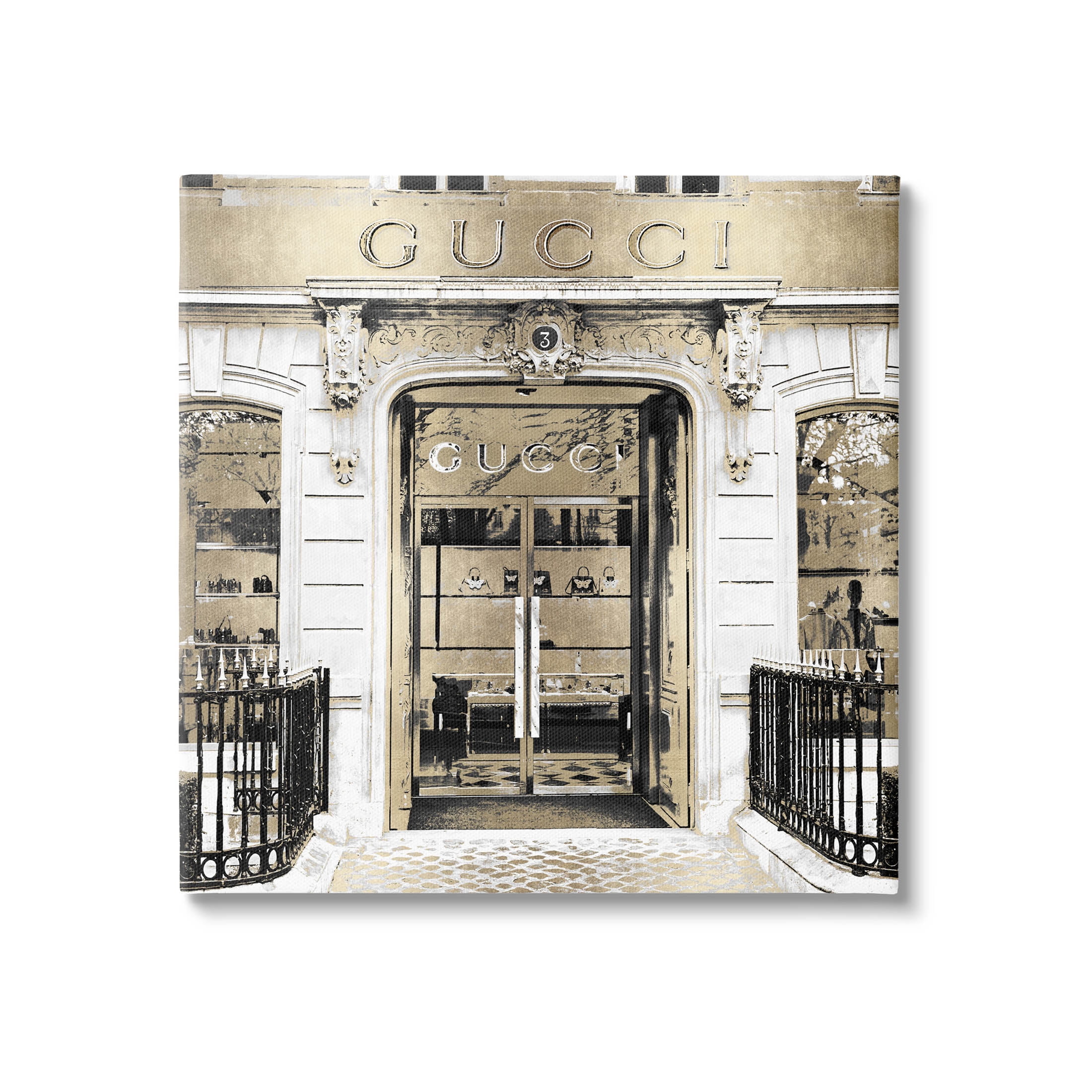 Gold and Black Gucci Storefront Canvas Wall Art, 24 x 24