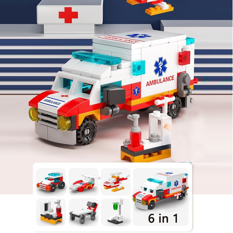 City Fire Car Police Truck Engineering Crane Fancy Assembled Block ...