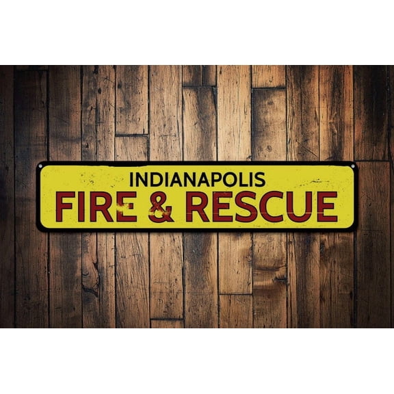 City Fire & Rescue Sign Firefighter Man Cave Sign Firehouse Decor Custom Fire Station Sign Fire And Save - Size: 16 x 4 Inches