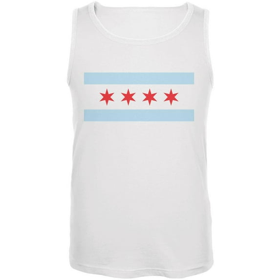 City Flag Chicago Mens Tank Top White 3X-LG