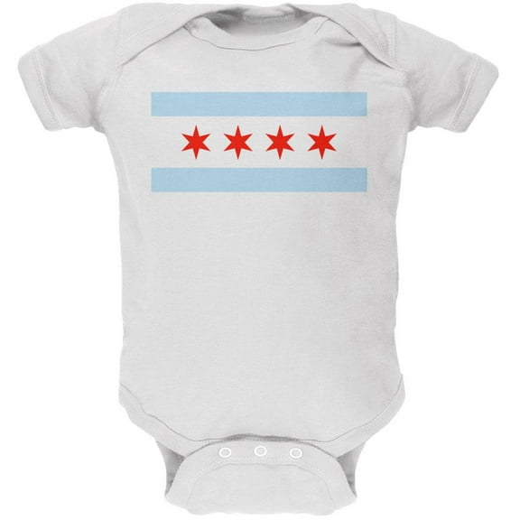 City Flag Chicago Soft Baby One Piece White 18-24 M