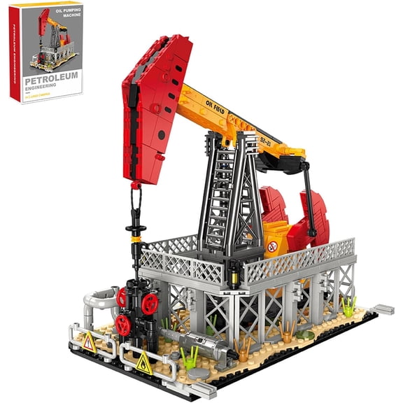 666 Pieces Modular Oil Pump Building Blocks Set, Industrial Scene Display Model Compatible with Major Brick Brands