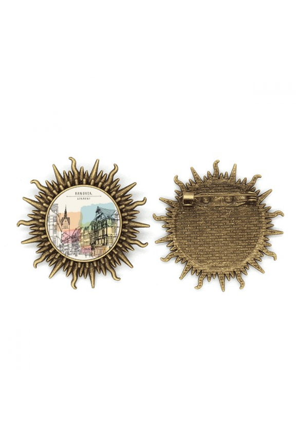 City Germany Hannover Landscape Metall Sonne Brosche Haken Pin