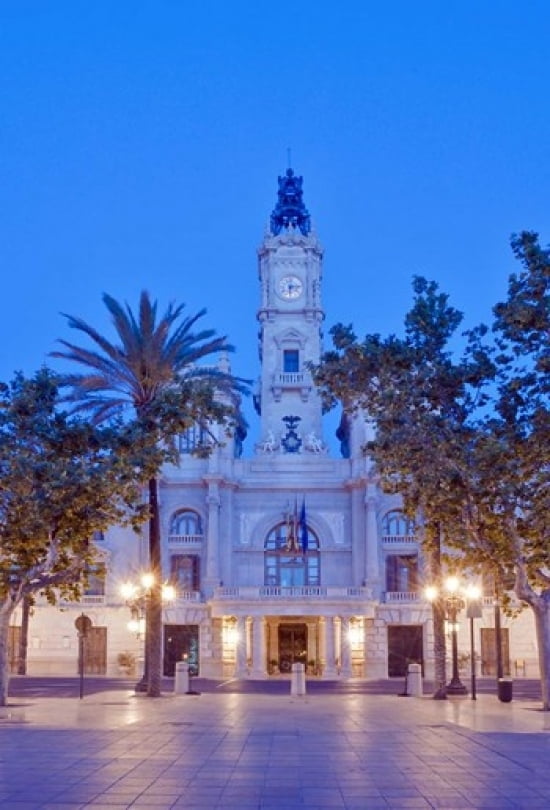 City Hall (Ayuntamiento) at Dawn Valencia Spain Canvas Art - Rob Tilley DanitaDelimont (24 x 36)