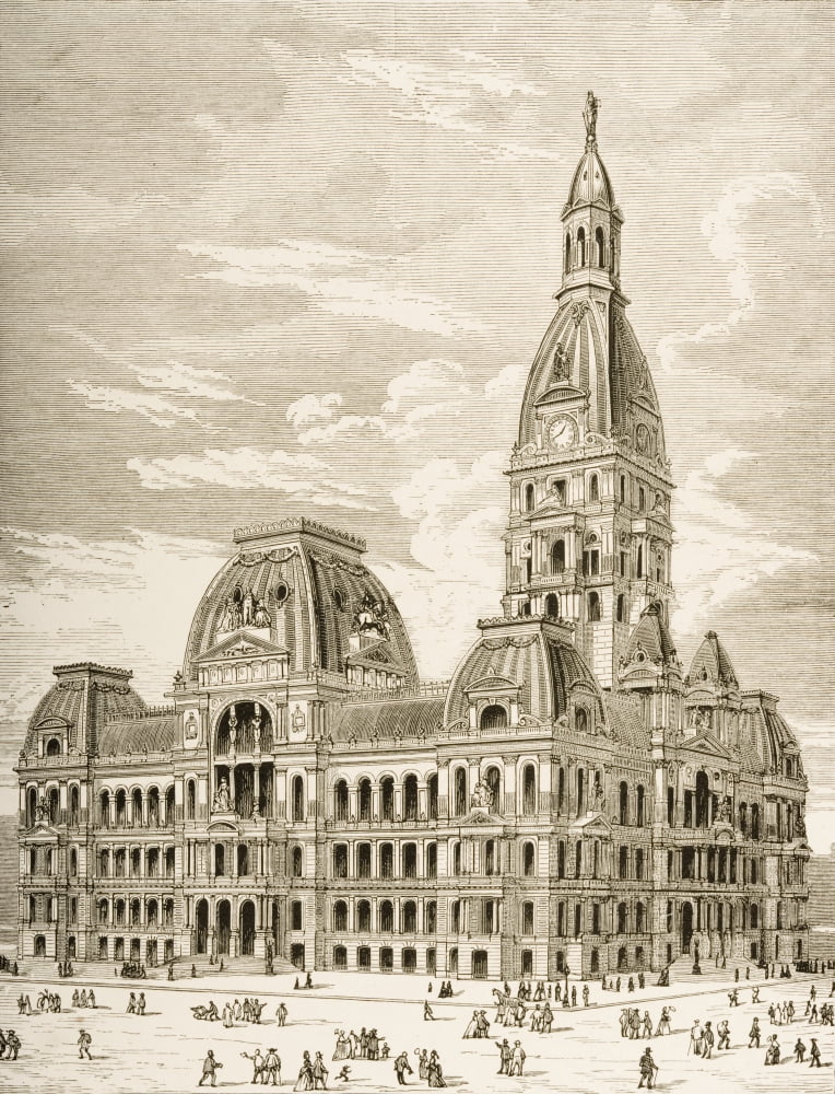 City Hall Chicago Illinois In 1870S From American Pictures Drawn With Pen And Pencil By Rev Samuel Manning Circa 1880 Canvas Art - Ken Welsh Design Pics (24 x 32)
