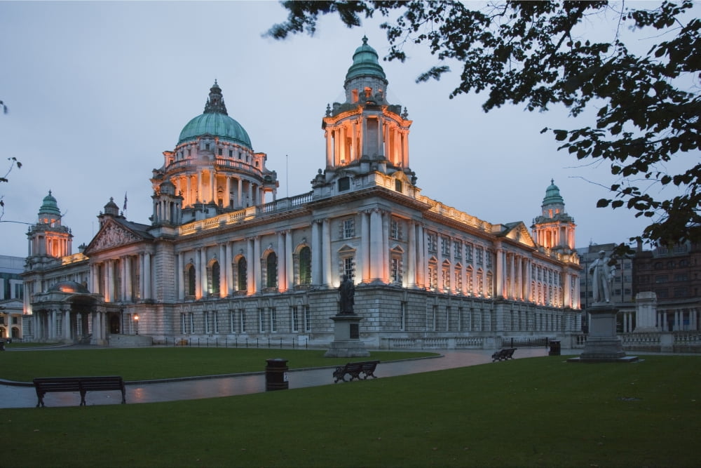 City Hall Illuminated Belfast County Antrim Ireland Canvas Art - Peter Zoeller Design Pics (19 x 12)