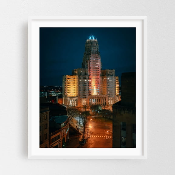 City Hall View, Buffalo - Buffalo New York Photography White Framed Wall Art Print 16 x 20 inches