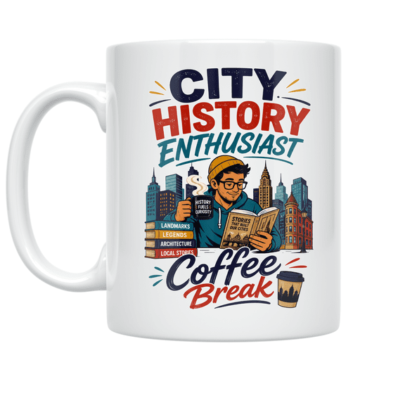 City History Enthusiast Coffee Break - City History Lover - 11 oz Ceramic Coffee Mug