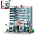 thumbnail image 1 of City Hospital Toy Building Set with LED Lighting, Compatible with Lego, Modular Three-Story Architecture Set (1350 Pieces), 1 of 6