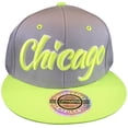 thumbnail image 1 of City Hunter Chicago Script Men's Adjustable Snapback Baseball Caps (Gray/Yellow), 1 of 5