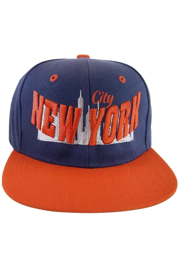 New York City Skyline Men's Baseball Caps (Navy/Red)
