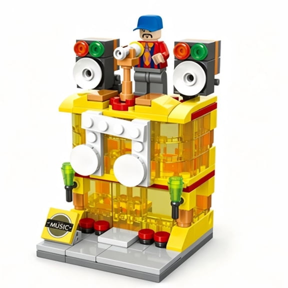 City KTV Music Store Building Block Set 177 Pieces Street View Shop Model Interlocking Construction Bricks Kit