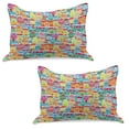 thumbnail image 1 of City Knitted Quilt Pillowcover Set of 2, Colorful Town Design Ornamental Winter Holiday Christmas Time Architecture Pattern, Standard Queen Pillow Sham Bedroom, 30" x 20", Multicolor, by Ambesonne, 1 of 1