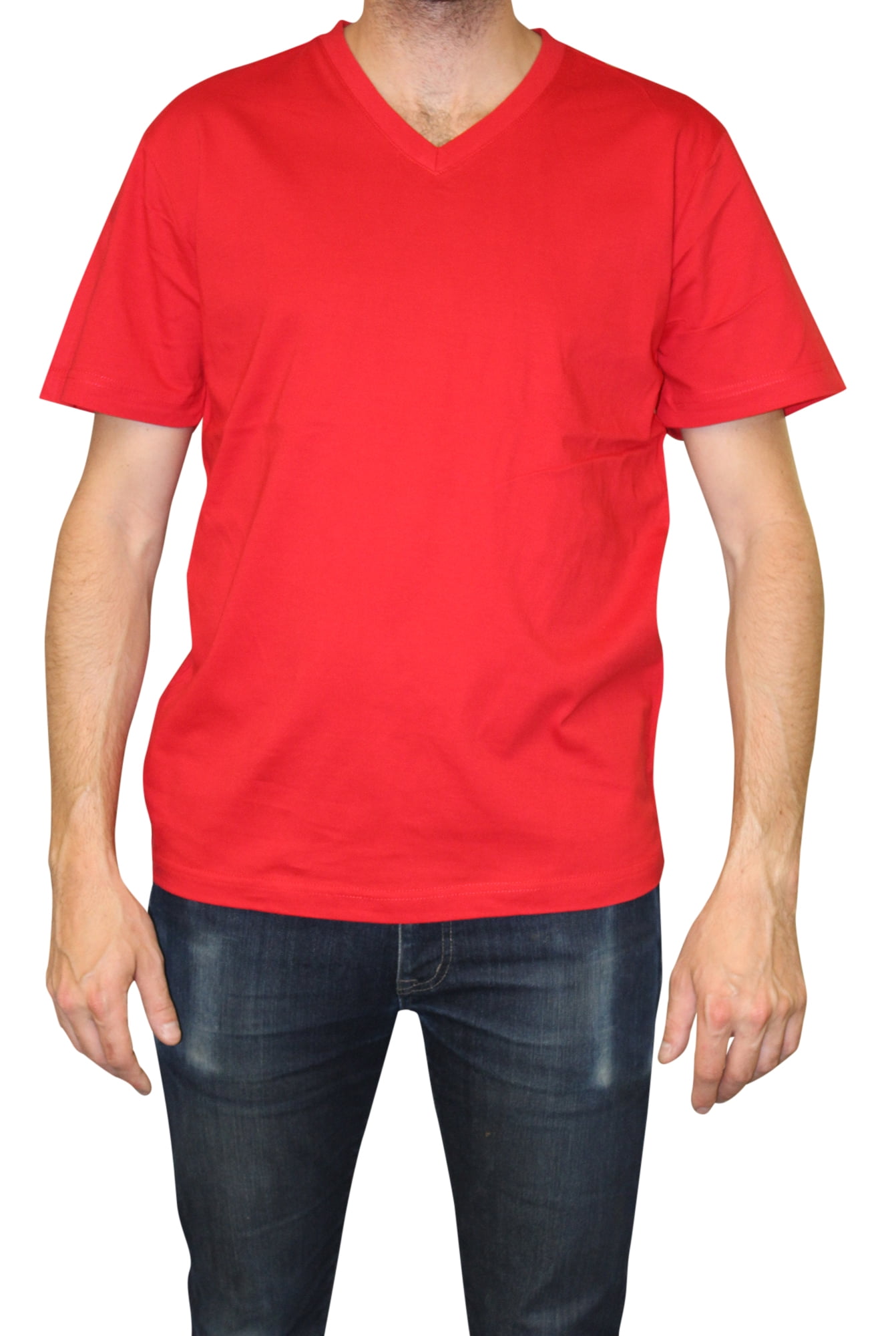 City Lab Mens Fitted V-Neck T-shirt, Red, X-Large