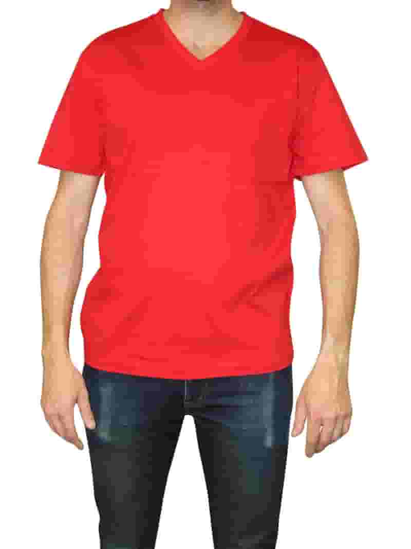 City Lab Mens Fitted V-Neck T-shirt, Red, X-Large
