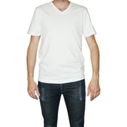 City Lab Mens Fitted V-Neck T-shirt, White, Small