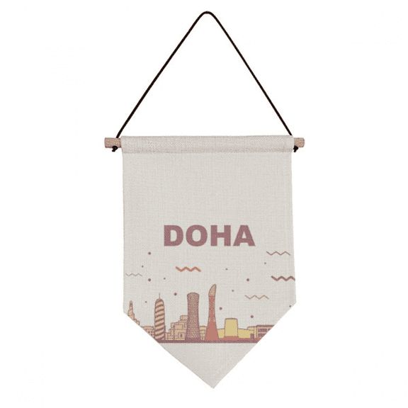 City Landmark Building Doha Canvas Flag Hanging Wall Art Decor Banner