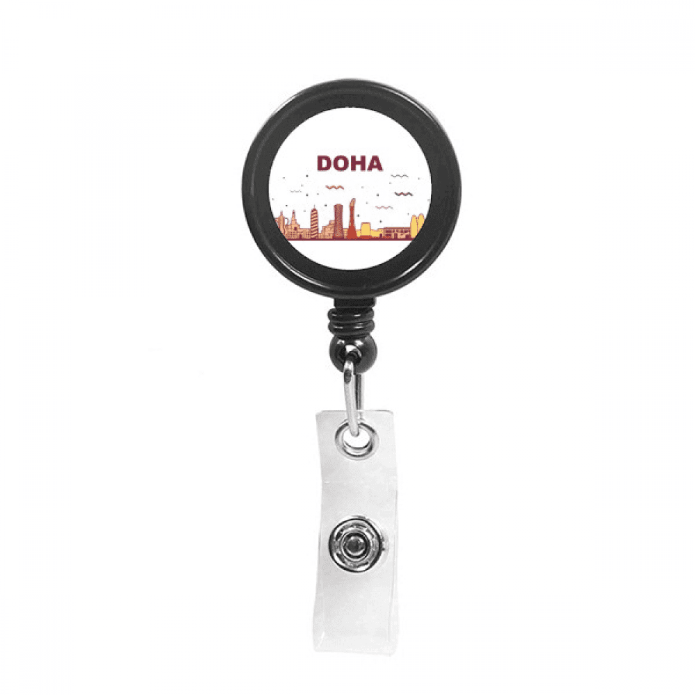 City Landmark Building Doha Retractable Keychain Badge Holder ID Badge