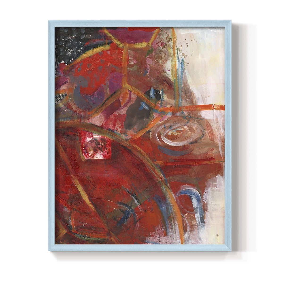 City Life I Framed Print in Blue Solid Wood Framed Print No Nail Hanging