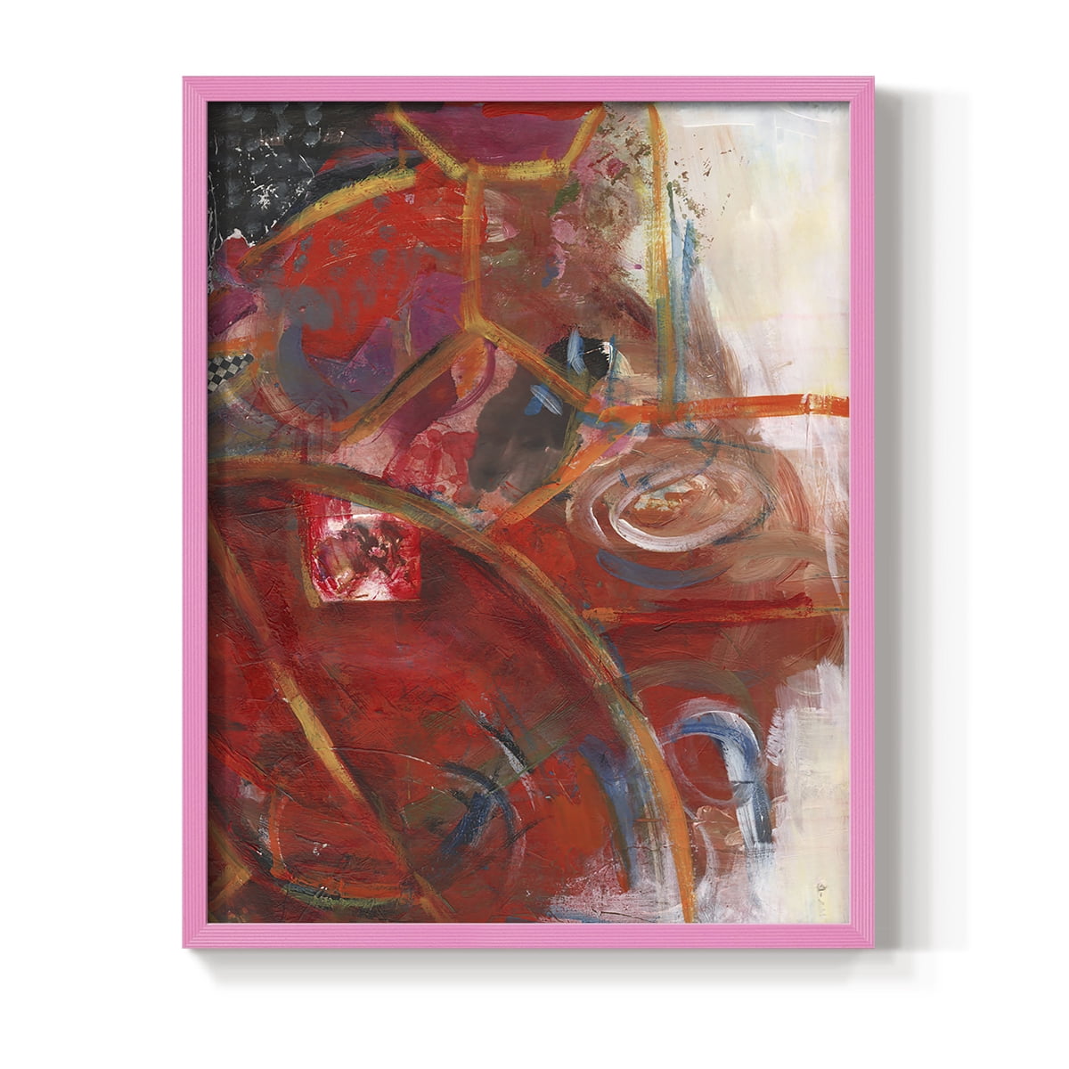 City Life I Framed Print in Pink Solid Wood Framed Print No Nail Hanging