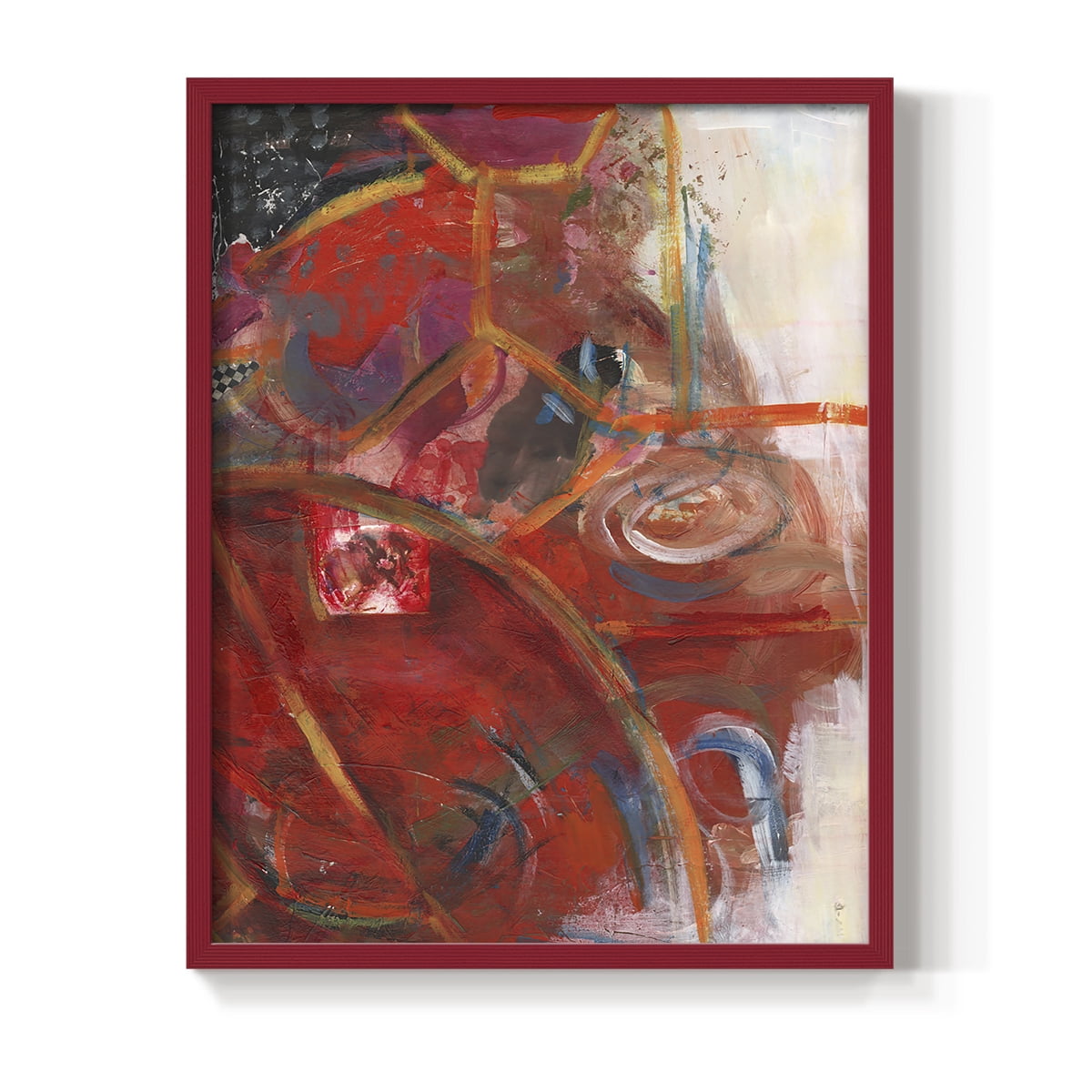 City Life I Framed Print in Red Solid Wood Framed Print No Nail Hanging