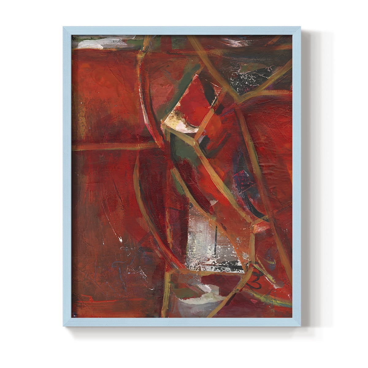 City Life II Framed Print in Blue Solid Wood Framed Print No Nail Hanging