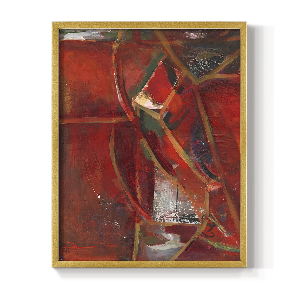 City Life II Framed Print in Gold Solid Wood Framed Print No Nail Hanging