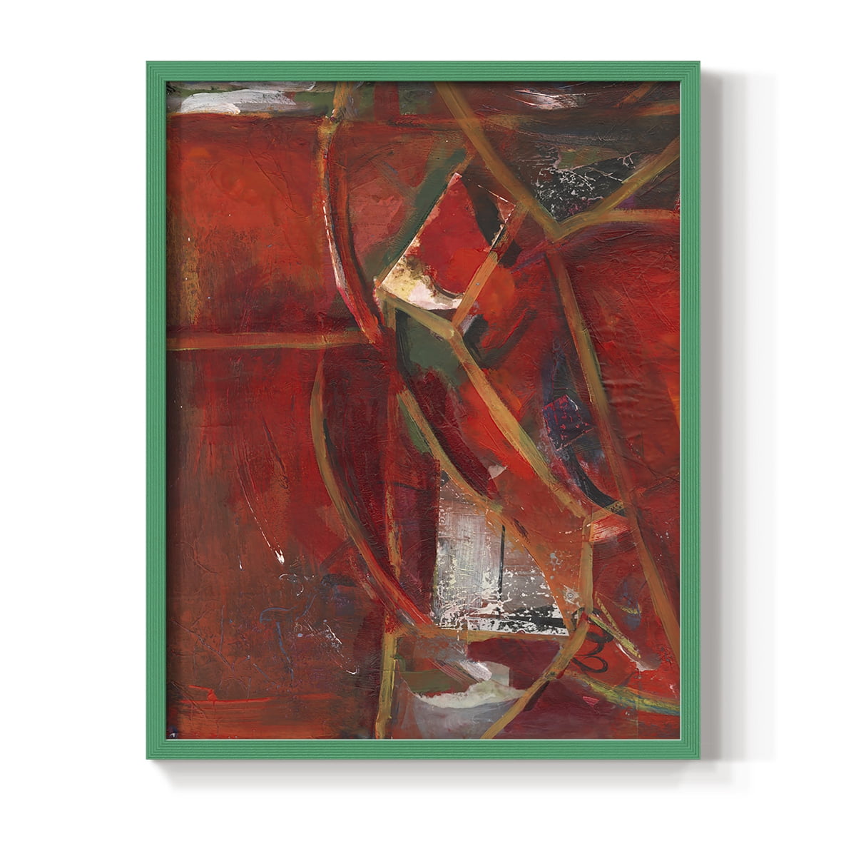 City Life II Framed Print in Green Solid Wood Framed Print No Nail Hanging