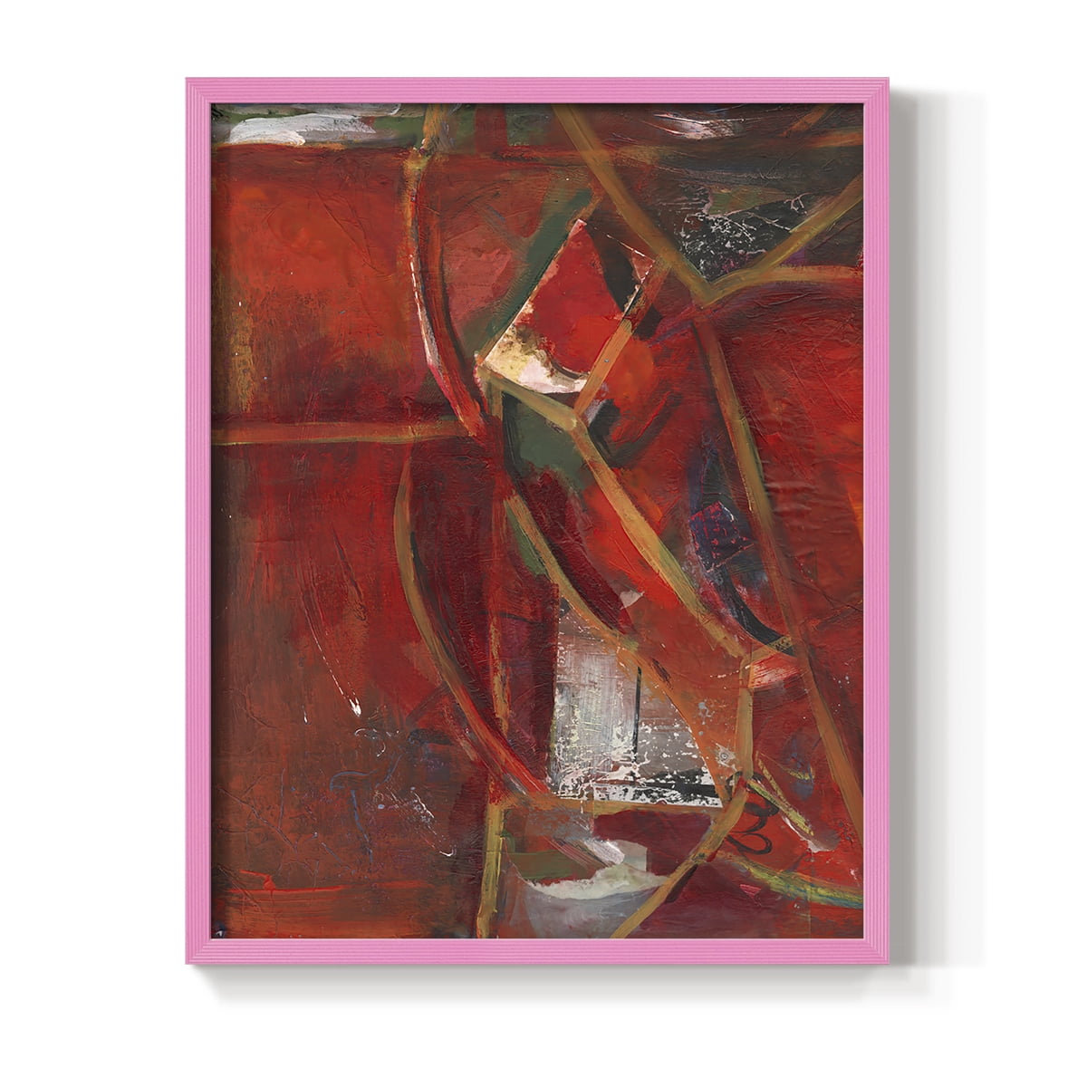 City Life II Framed Print in Pink Solid Wood Framed Print No Nail Hanging
