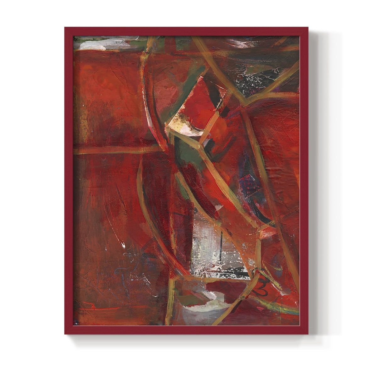City Life II Framed Print in Red Solid Wood Framed Print No Nail Hanging