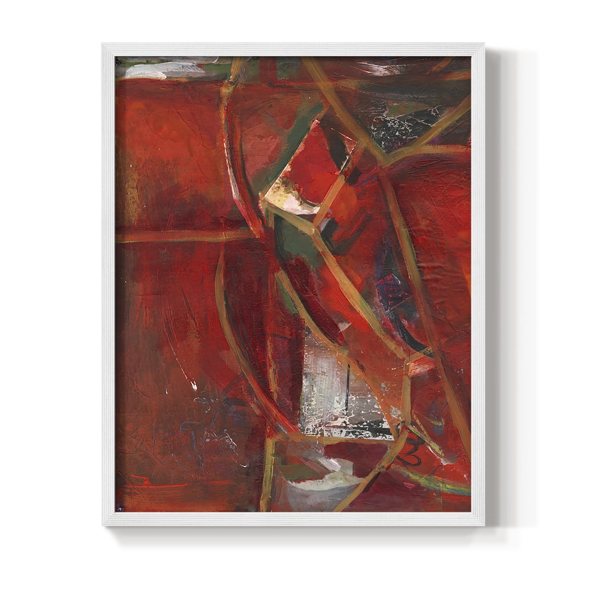 City Life II Framed Print in White Solid Wood Framed Print No Nail Hanging