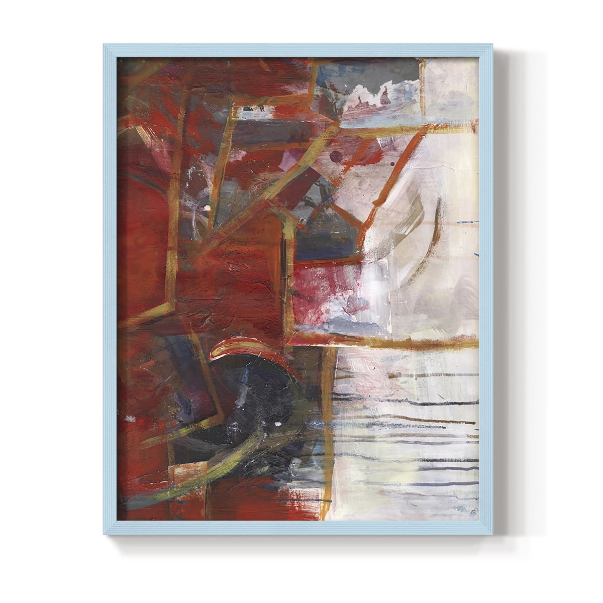 City Life IV Framed Print in Blue Solid Wood Framed Print No Nail Hanging