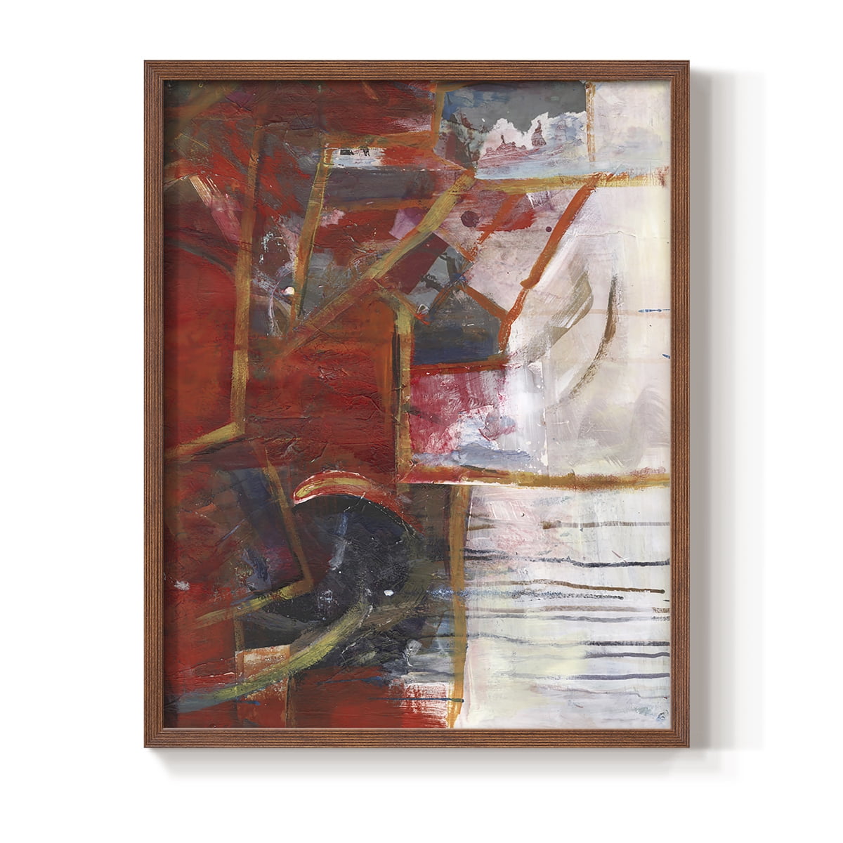 City Life IV Framed Print in Brown Solid Wood Framed Print No Nail Hanging