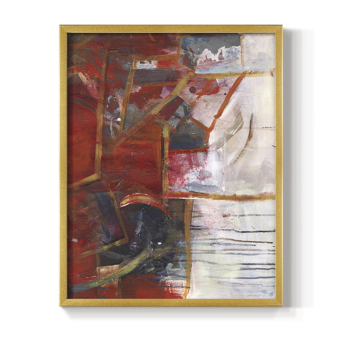 City Life IV Framed Print in Gold Solid Wood Framed Print No Nail Hanging