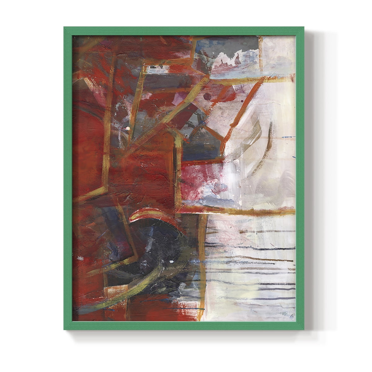 City Life IV Framed Print in Green Solid Wood Framed Print No Nail Hanging