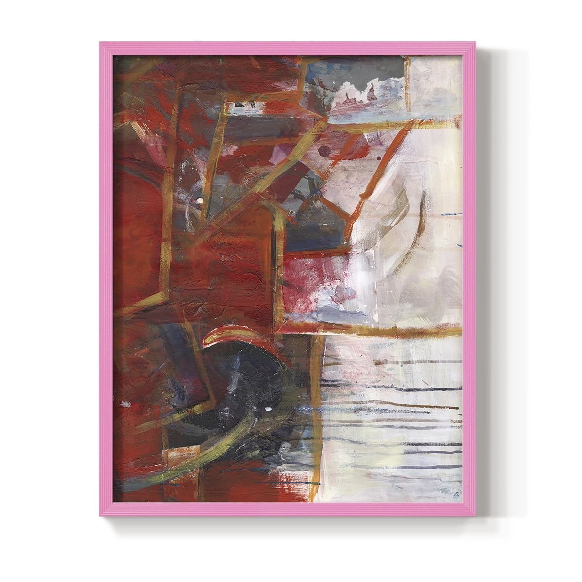 City Life IV Framed Print in Pink Solid Wood Framed Print No Nail Hanging