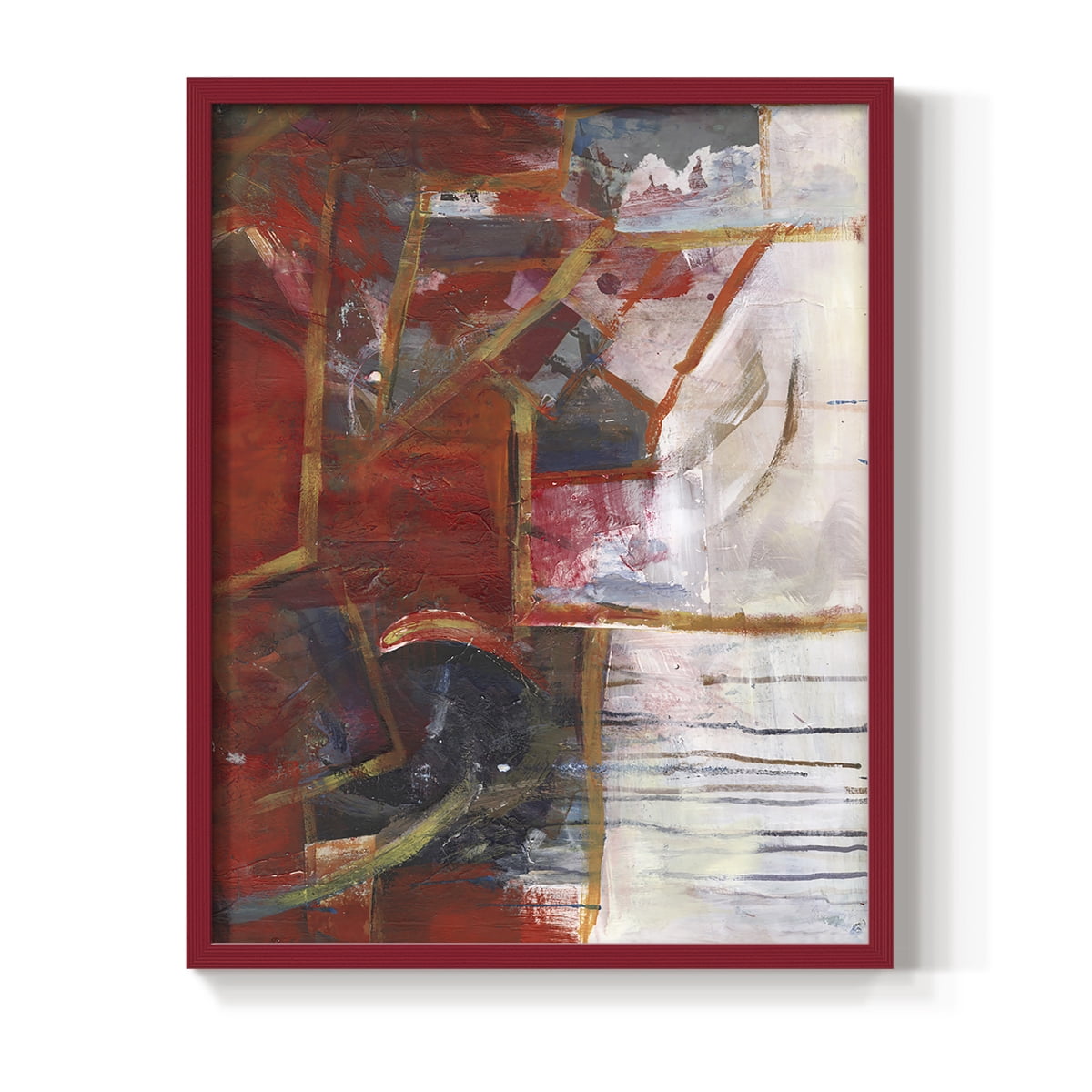 City Life IV Framed Print in Red Solid Wood Framed Print No Nail Hanging