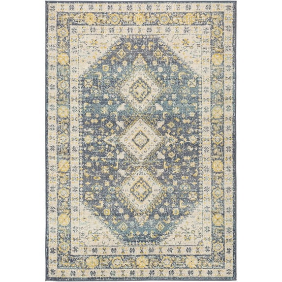 City Light CYL-2322 5'3" x 7'3" Rug Denim/Saffron/Cream/Wheat/Aqua/Gray/Charcoal