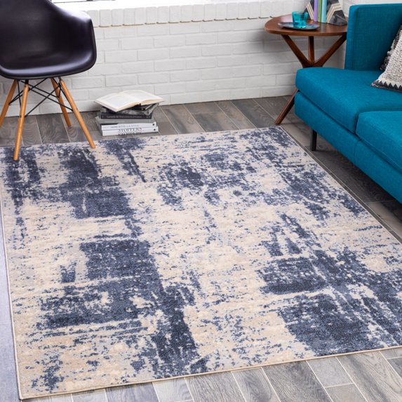 City Light Navy 7'10" x 10' Modern Rectangle Area Rug