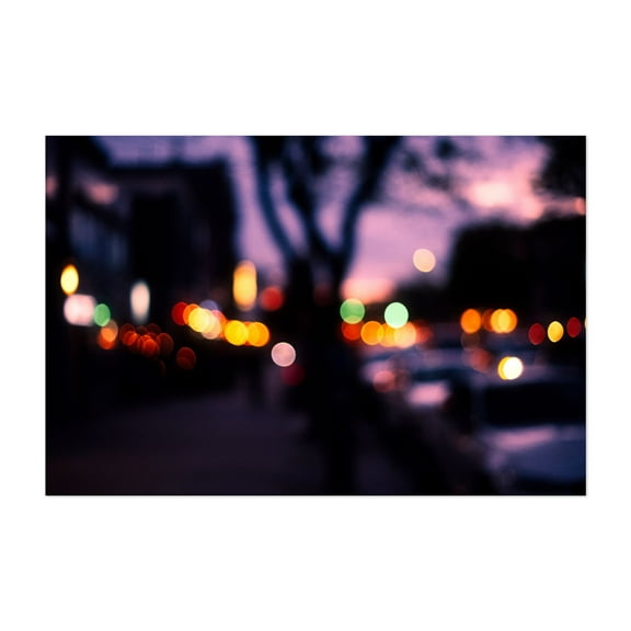 City Lights at Dusk in Astoria - Queens New York Photography Abstract Nightlife Cityscape Street Photography Neon Sign Vintage City Unframed Wall Art Print 4 x 6 inches
