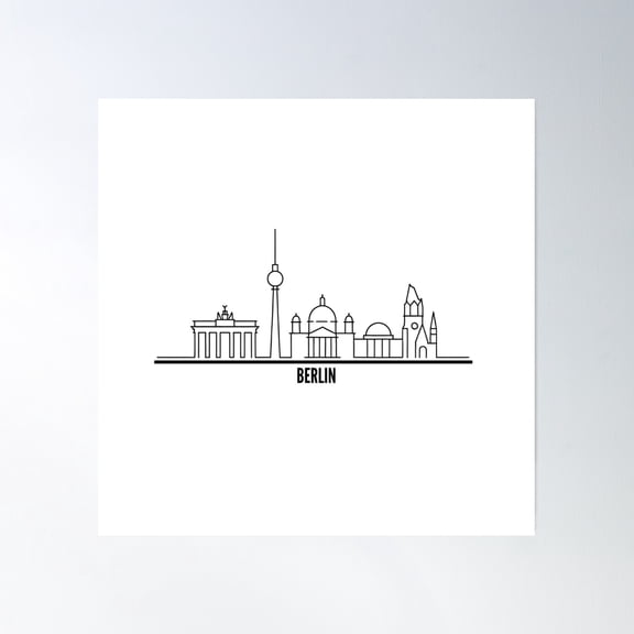 City Lines - Berlin Poster Wall Art, Modern Wall Decor, 24x24 UNFRAMED