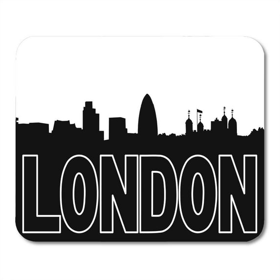 City London Skyline Black Silhouette on White Castle Tower Architecture Mousepad Mouse Pad Mouse Mat 9x10 inch