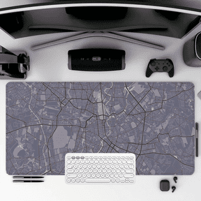 City Map Design Mouse Pad 35.4 x 15.8 Inches Rubber Desk Mat for Office and Home Use