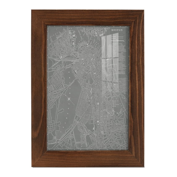 City Map of Boston -Framed Print w/glass-Chestnut